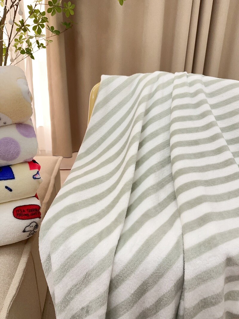 ins风简约条纹毛毯卧室春秋空调图片