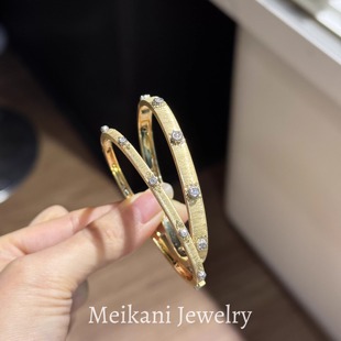 2026新年马年吉祥18K金钻石布布拉丝手镯轻奢复古宫廷风意式工艺