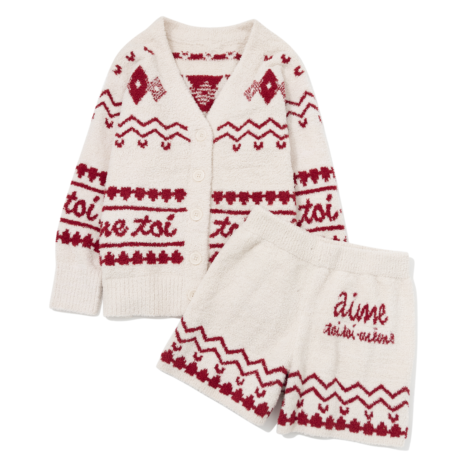 软绵绵羽毛绒费尔岛风开衫家居服