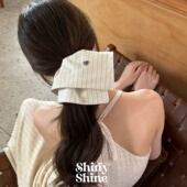 ShinyShine韩国东大门欧尼同款 发圈高级条纹方巾扎头发饰简约发绳