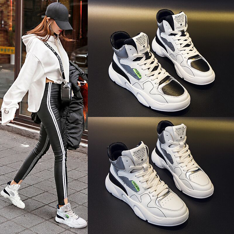 真皮情侣加绒运动休闲风高帮鞋