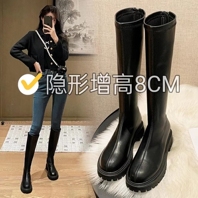英伦风长筒靴粗跟长靴女