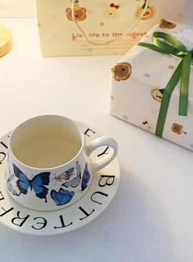 zealous 北欧ins蝴蝶咖啡杯碟套装英式下午茶高颜值陶瓷杯子礼物