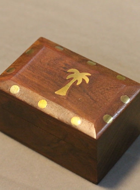 实木首饰收纳木盒手工镶嵌铜片中式实木戒指耳饰项链金条文玩盒子