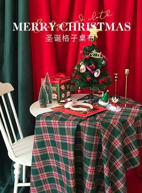 新年复古格子布圣诞拍照背景ins网红装饰春节日写真直播摄影道具