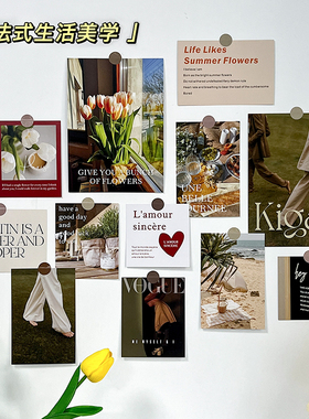 ins法式生活艺术卡片卧室宿舍房间布置墙面装饰卡片墙贴道具背景