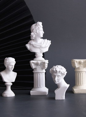 ins韩风小夜灯复古做旧古罗马柱仿真蜡烛小烛台拍照道具装饰摆件