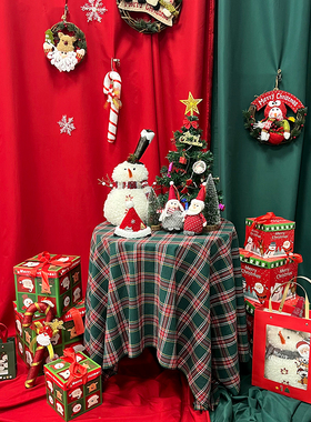 圣诞节拍照道具装饰摆件橱窗老人雪花挂旗礼物盒直播摄影背景布置