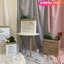 店摄影背景布 拍照道具摆件ins风牛皮纸袋网红拍摄直播间装 饰服装