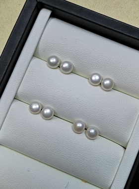 粉丝福利3.99极光淡水珍珠S925银针馒头耳钉6mm养耳洞简约百搭