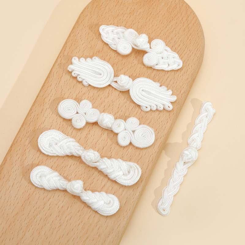 可染色盘扣锦纶旗袍扣子手工复古花扣中式唐装白色扣绳编纽扣辅料