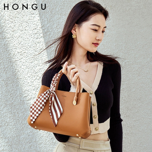 红谷女包2025新款牛皮单肩手拎包大容量手提包妈妈包结婚新娘包