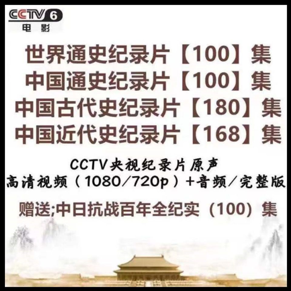 央视历史纪录片视频中国通史中国近代史世界通史全集讲座素材记录属于什么档次？