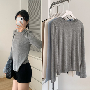 春秋防晒基础t恤女2026新款小众不撞款好看温柔独特正肩长袖上衣