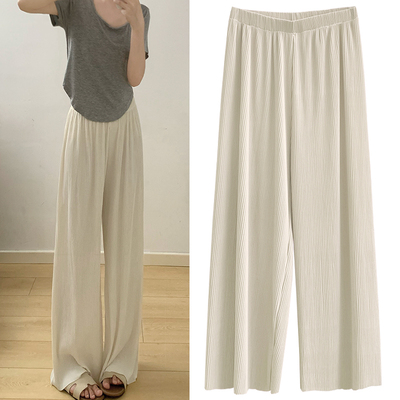 百褶长裤薄款高腰夏季直筒垂感