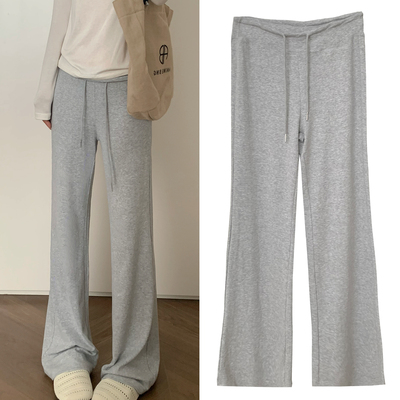 高腰灰色微喇叭裤女2025新款