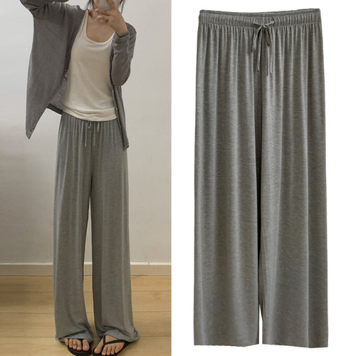 高腰莫代尔针织阔腿裤女凉凉直筒裤2026新款夏小个子薄款休闲长裤