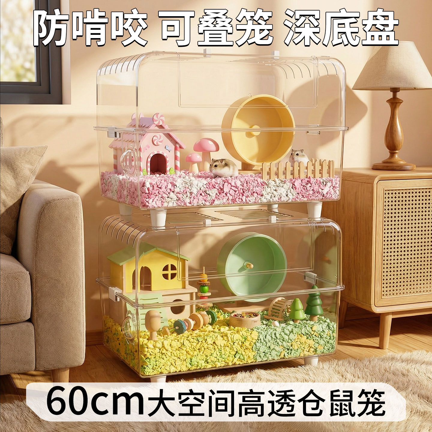 仓鼠笼子便宜大的60cm金丝熊别墅图片