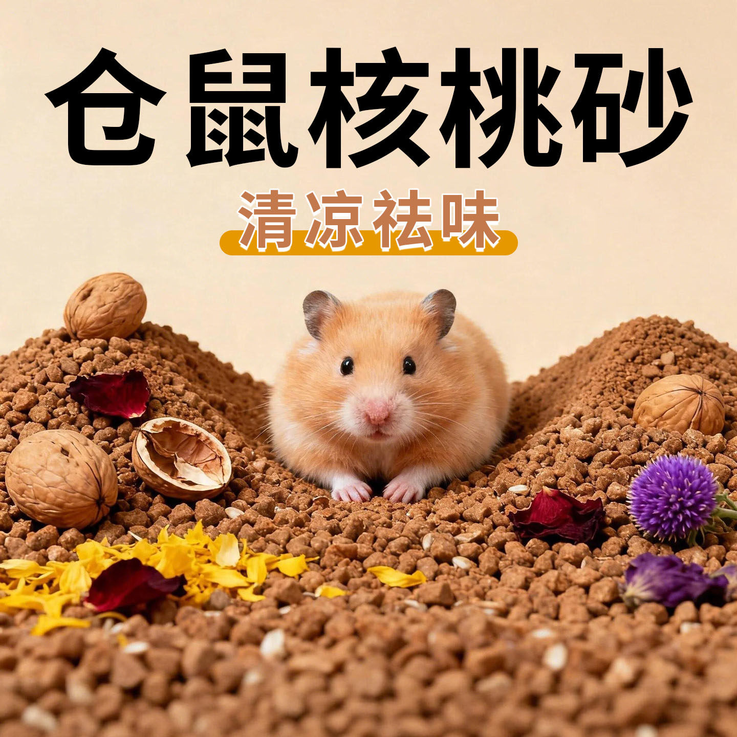 金丝熊仓鼠核桃砂沙夏天垫料夏季日专用的除臭凉快生活用品大全笼