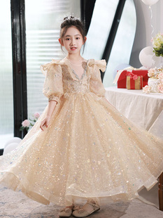 大码重工晚礼服胖mm公主裙女大童走秀花童蓬蓬纱主持人钢琴演出服