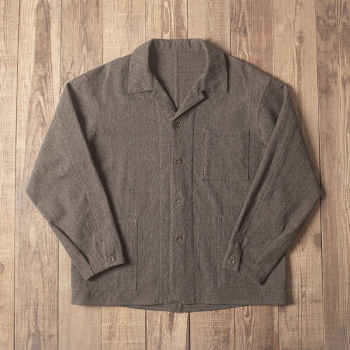 羊毛宽松外套古巴领长袖衬衣