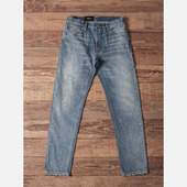 直筒 Double 磨破猫须红边赤耳 长裤 修身 Seam 洗水做旧复古牛仔裤