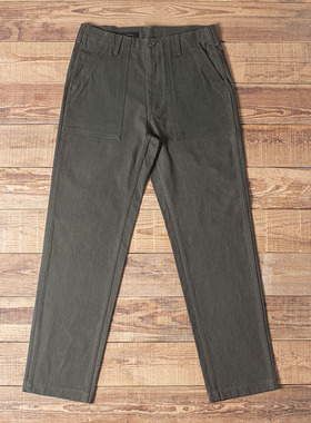 Double Seam 重磅工装裤 OG107纯棉无弹直筒 复古深军绿秋冬厚