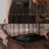 NeedShop1 轻奢定制双层腰带 简约双层搭配牛皮腰带