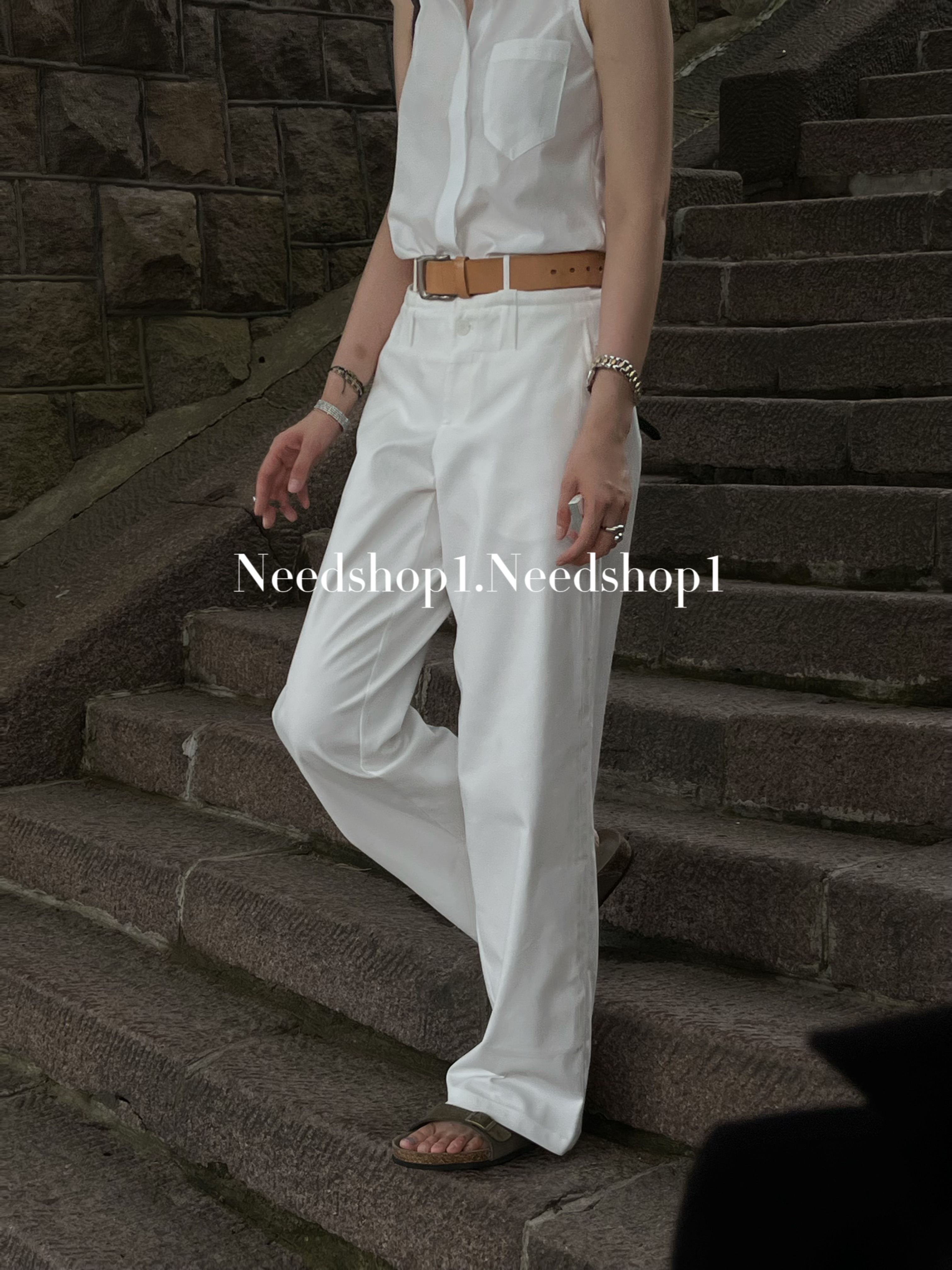 双腰扣长裤加长裤