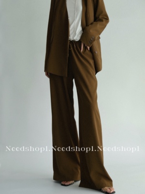 NeedShop1简约卡其色直筒长裤