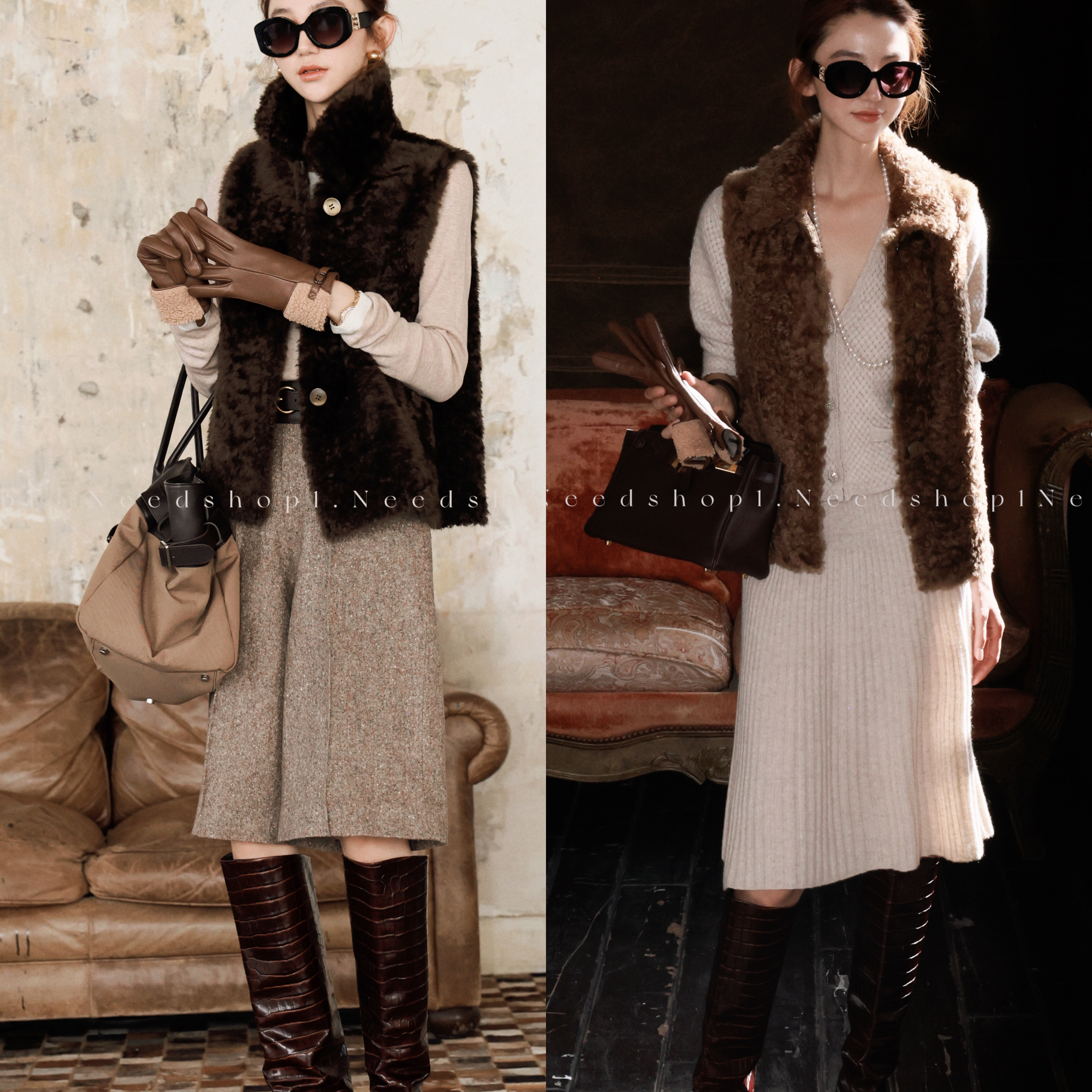 法国进口皮毛一体高级两穿马甲