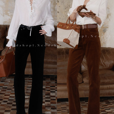 灯芯绒双色显瘦直筒长裤