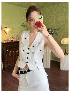 复古时髦百搭V领外穿西装 法式 马甲上衣 新款 NeedShop12023夏季