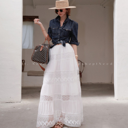 needshop1藏蓝收腰显瘦牛仔衬衫