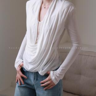 长袖 NeedShop1 蕾丝网纱拼接假两件荡领性感修身 2025春季 女 新款