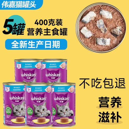 伟嘉泰国进口海洋鱼猫罐头5罐
