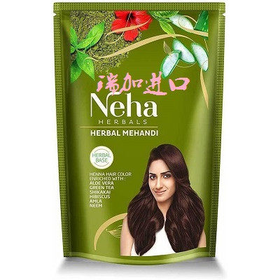 包邮新品加拿大Neha印度天然植物染发泥汉娜粉状染膏500克