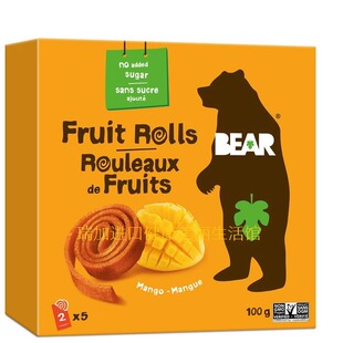 包邮加拿大Bear Fruit Rolls 纯正水果卷芒果味100克X2盒多味搭配