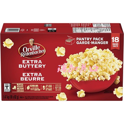 加拿大Orville超浓黄油味微波炉爆米花18包1.47KG非转基因无麸质
