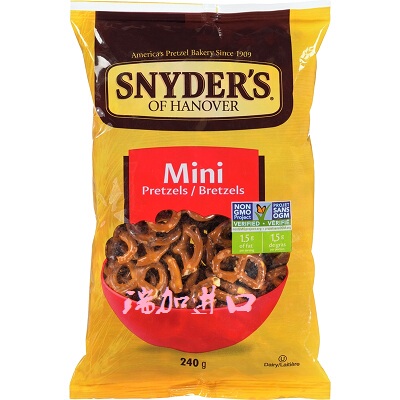 新品包邮加拿大Snyder's Mini Pretzels迷你椒盐蝴蝶饼干240g*2包