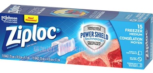包邮加拿大ZIPLOC分装密封带滑动拉冷冻保鲜袋中号2盒30个食品级