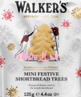加拿大Walkers Shortbread迷你节日黄油曲奇饼干圣诞树形125g*2包