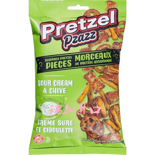 新品包邮加拿大Pretzel Pzazz椒盐蝴蝶脆饼干酸奶油香葱200克*2包