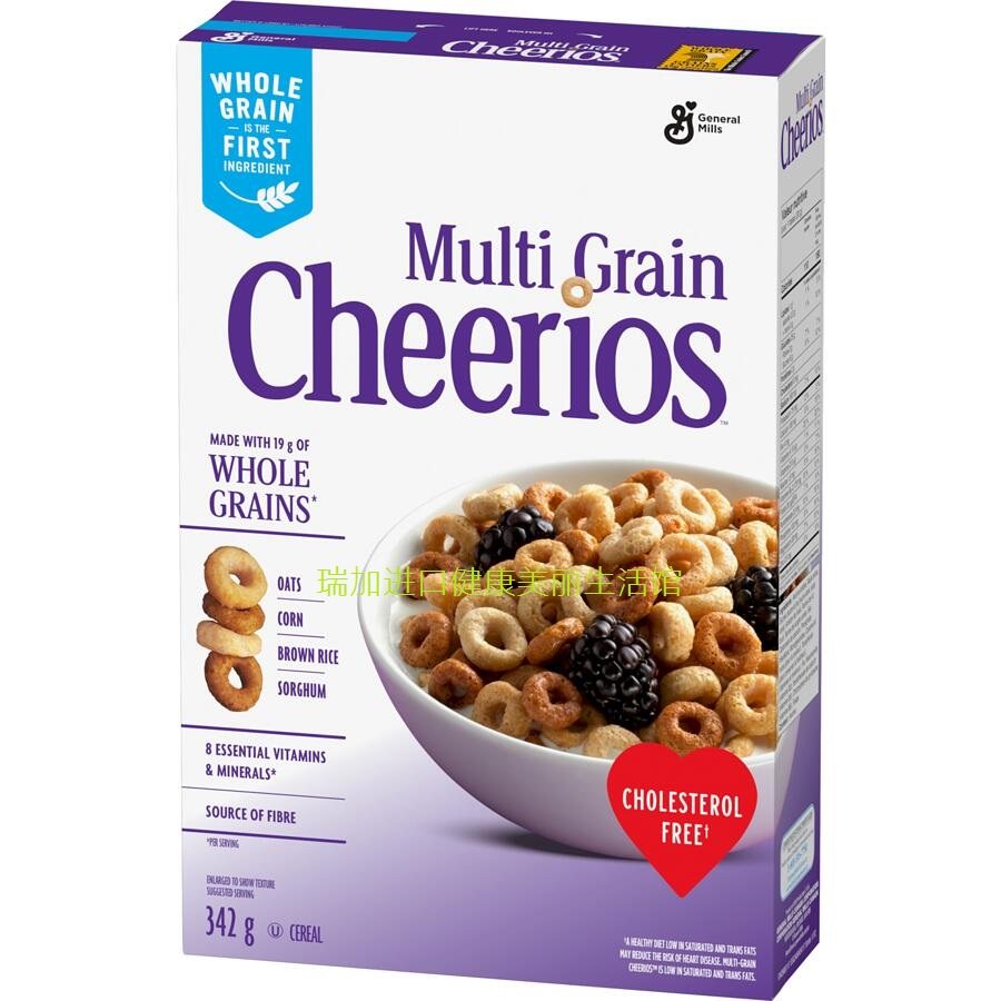 包邮加拿大GM Cheerios通用磨坊全麦五种谷物脆麦圈342克麦片多种