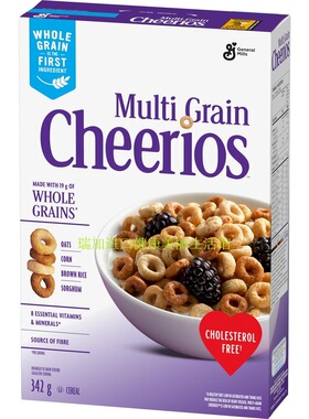 包邮加拿大GM Cheerios通用磨坊全麦五种谷物脆麦圈342克麦片多种