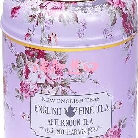 包邮加拿大new English全新英式下午茶240包复古紫色花卉礼罐收藏