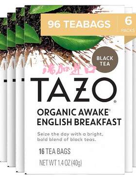 加拿大TAZO Organic Awak有几唤醒英式早餐红茶40gx6盒订货付定金