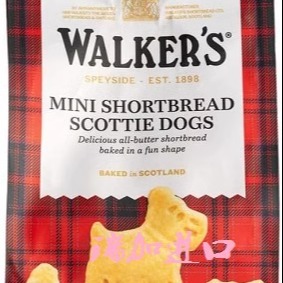 加拿大Walkers Shortbread迷你纯黄油曲奇饼干苏格兰犬125g*2盒