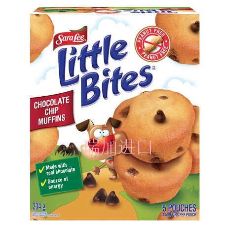包邮加拿大Sara lee Muffins巧克力碎能量松饼234g*2盒多口味搭配