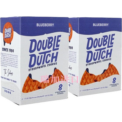 新品包邮加拿大Double Dutch荷兰焦糖耐嚼华夫饼干蓝莓味256g*2盒